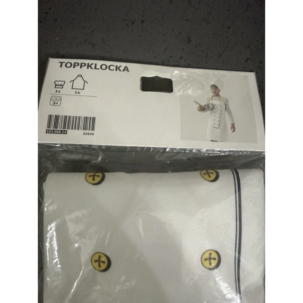 New IKEA Toppklocka Children's Apron Chef's Hat White & Yellow NIP‎